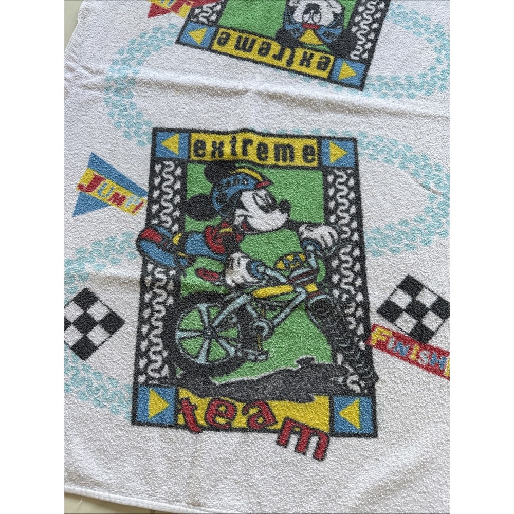 VTG Mickey Mouse Beach‎ Towel Extreme Team Motocross Biker USA 40"x 23"